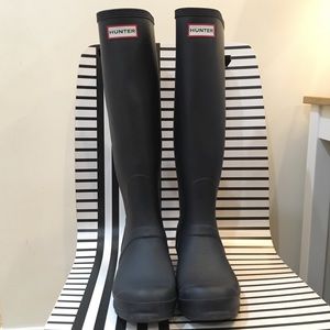 Hunter back adjustable rain boots - navy